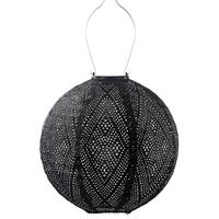 Lumiz 11.8" Round Black Ikat Pattern Lantern