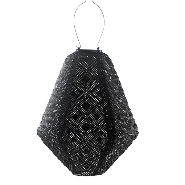 14.6" Can Black Mosaic Pattern Lantern