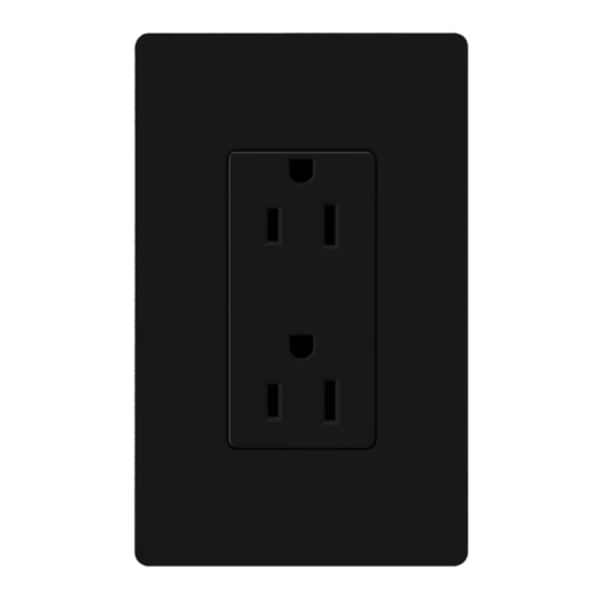 Black 15 amp 120 volt Tamper Resistant Receptacle Outlet