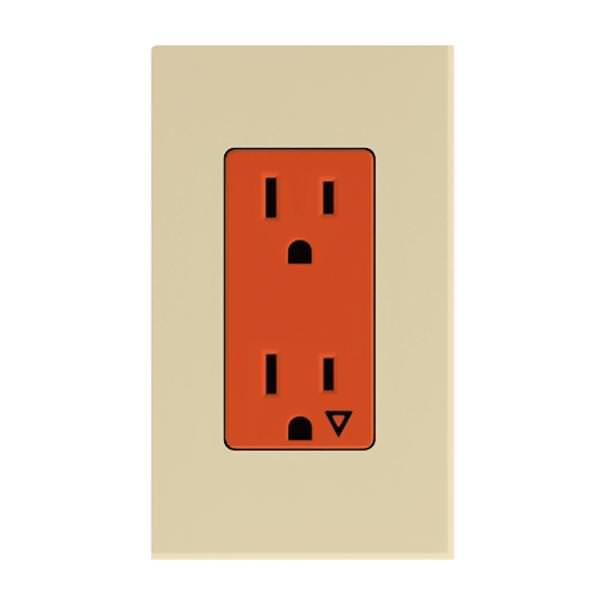 Ivory 15 amp 120 volt Isolated Ground Receptacle Outlet