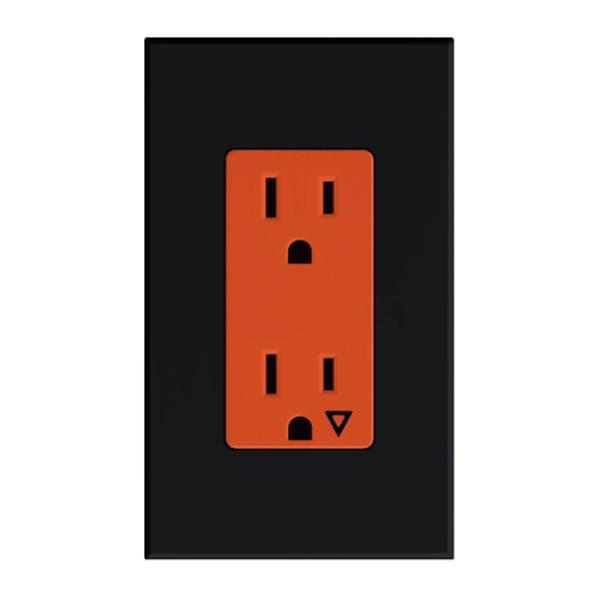 Black 15 amp 120 volt Isolated Ground Receptacle Outlet