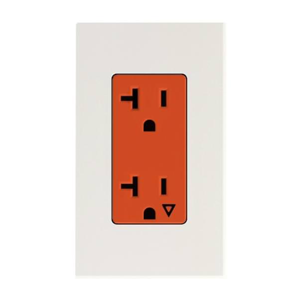 White 20 amp 120 volt Isolated Ground Receptacle Outlet