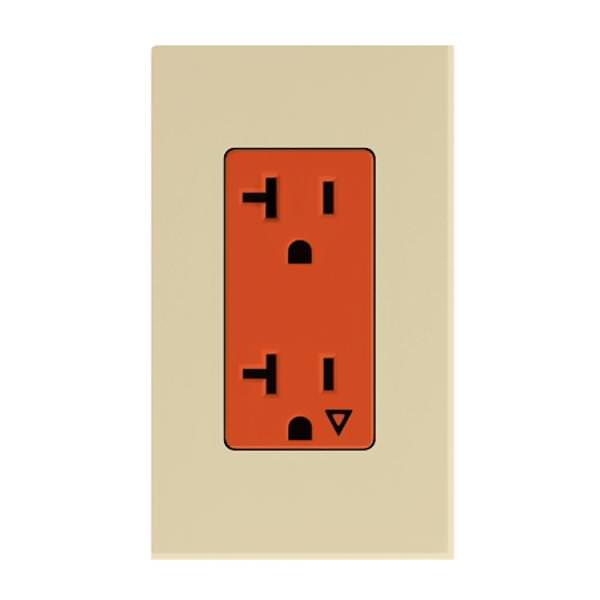 Ivory 20 amp 120 volt Isolated Ground Receptacle Outlet
