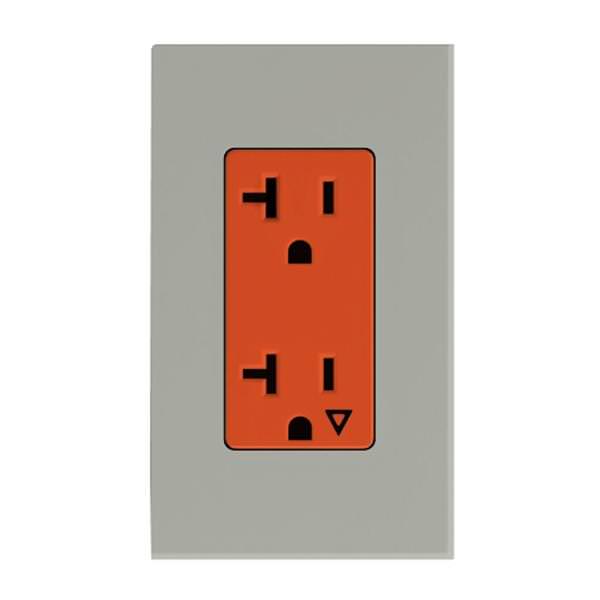 Gray 20 amp 120 volt Isolated Ground Receptacle Outlet