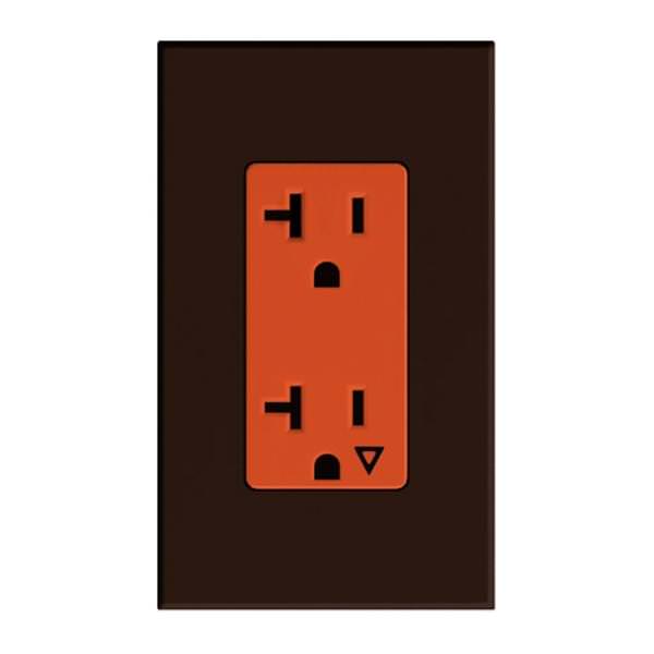 Brown 20 amp 120 volt Isolated Ground Receptacle Outlet