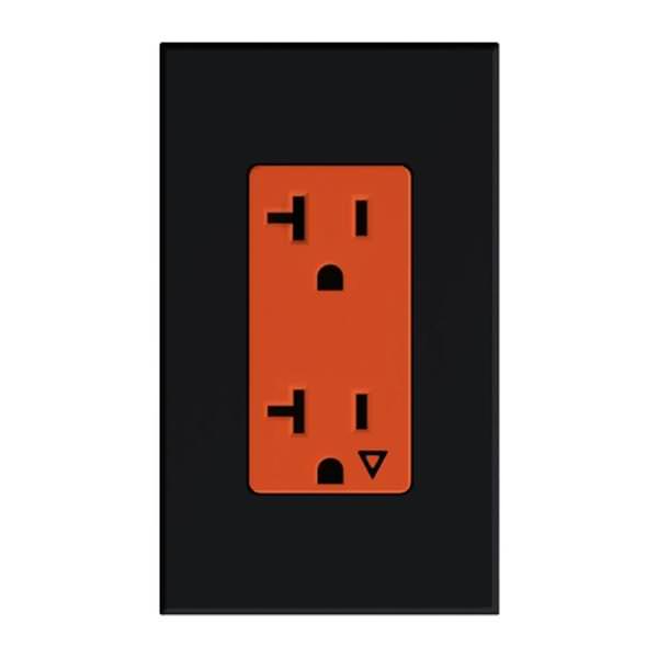Black 20 amp 120 volt Isolated Ground Receptacle Outlet