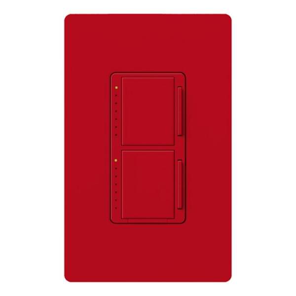 120 volt Hot Red 300 x 2 watt Single-Pole Incandescent / Halogen Wall Dual Dimmer Switch