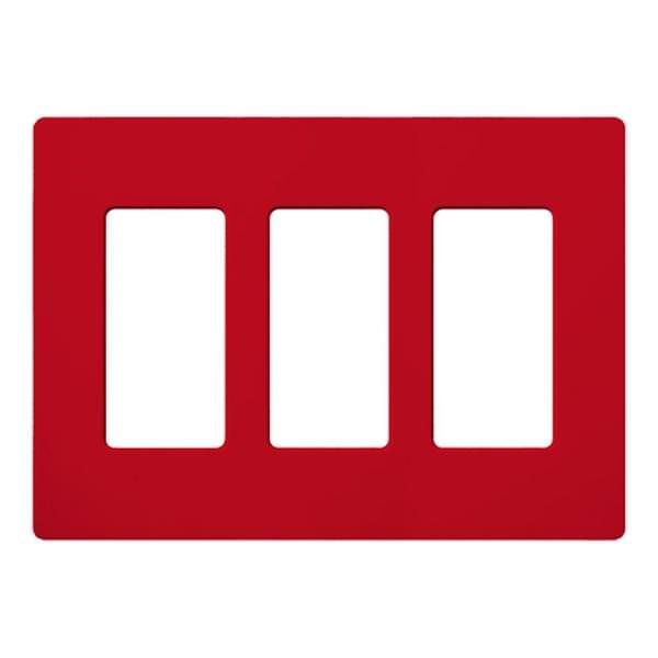 3-Gang Hot Red Satin Wallplate