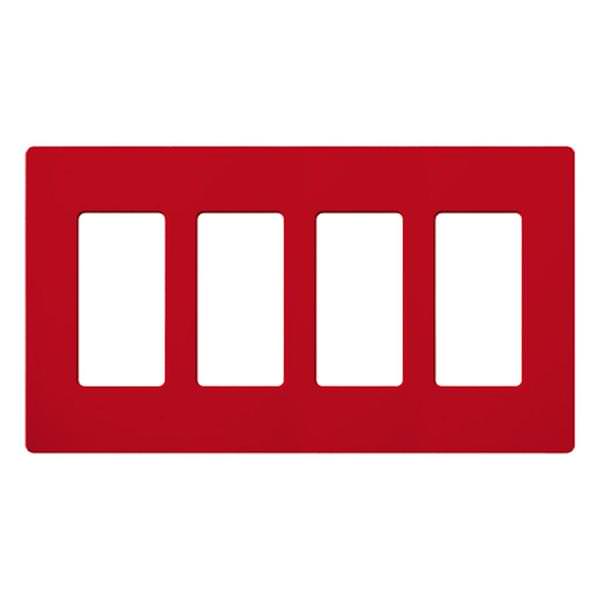 4-Gang Hot Red Satin Wallplate
