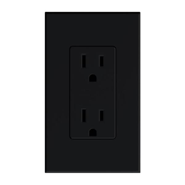 Black 15 amp 120 volt Tamper Resistant Receptacle Outlet