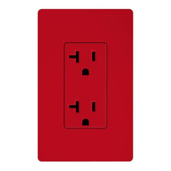 Hot Red 20 amp 120 volt Tamper Resistant Receptacle Outlet