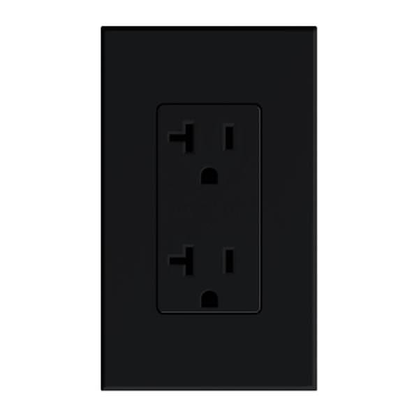 Black 20 amp 120 volt Tamper Resistant Receptacle Outlet