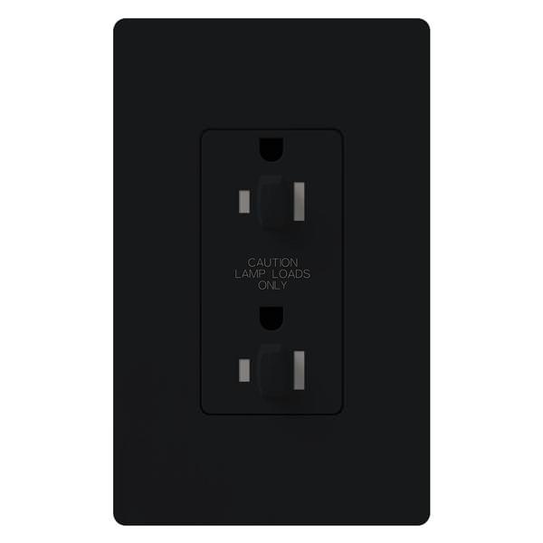 Black 15 amp 120 volt Tamper Resistant Dual Dimming Receptacle Outlet