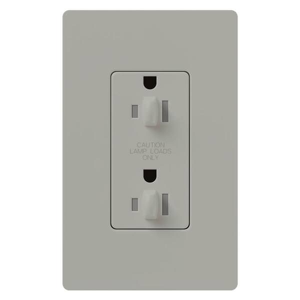 Gray 15 amp 120 volt Tamper Resistant Dual Dimming Receptacle Outlet