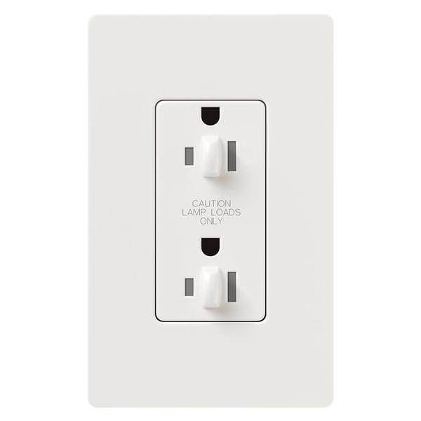 White 15 amp 120 volt Tamper Resistant Dual Dimming Receptacle Outlet