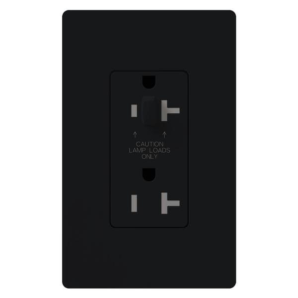 Black 15 amp 120 volt Tamper Resistant Half Dimming Receptacle Outlet