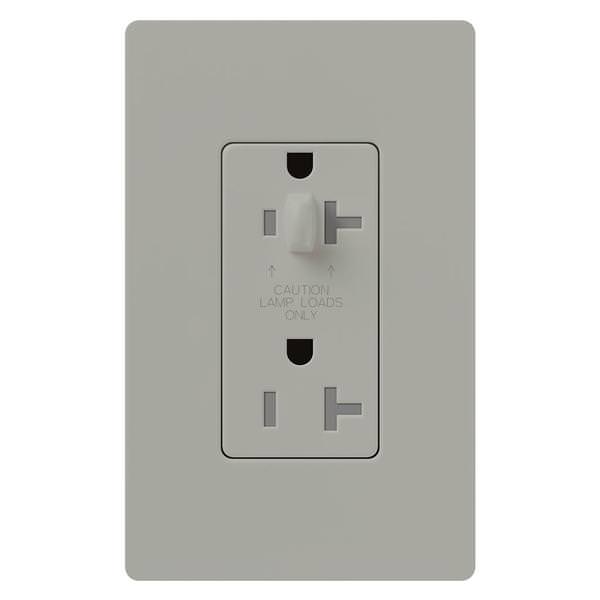 Gray 15 amp 120 volt Tamper Resistant Half Dimming Receptacle Outlet