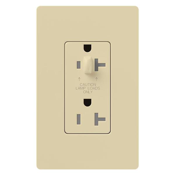 Ivory 15 amp 120 volt Tamper Resistant Half Dimming Receptacle Outlet