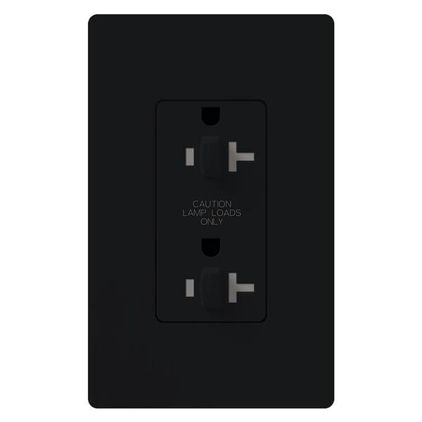 Black 20 amp 120 volt Tamper Resistant Dual Dimming Receptacle Outlet