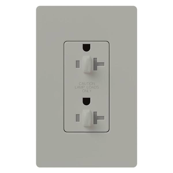 Gray 20 amp 120 volt Tamper Resistant Dual Dimming Receptacle Outlet