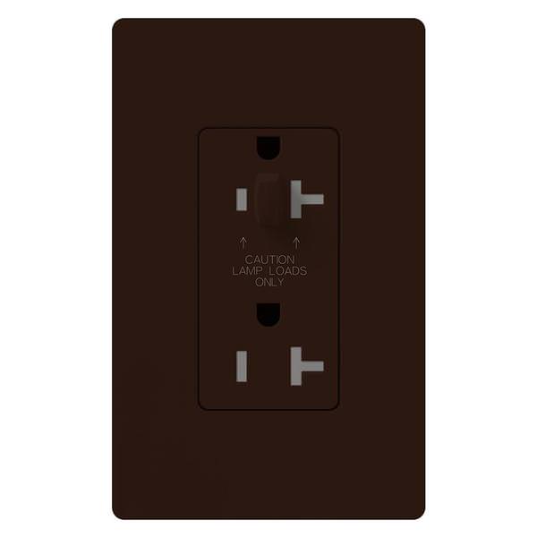 Brown 20 amp 120 volt Tamper Resistant Half Dimming Receptacle Outlet