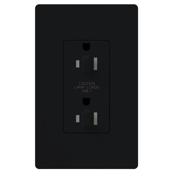 Black 15 amp 120 volt Tamper Resistant Dual Dimming Receptacle Outlet