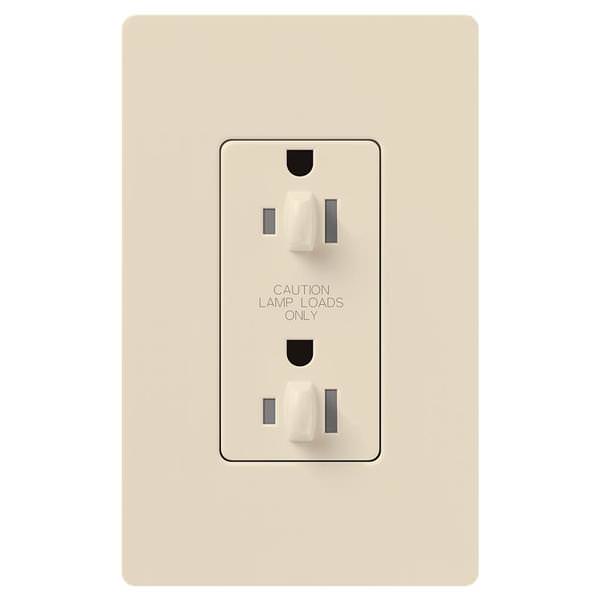 Light Almond 15 amp 120 volt Tamper Resistant Dual Dimming Receptacle Outlet
