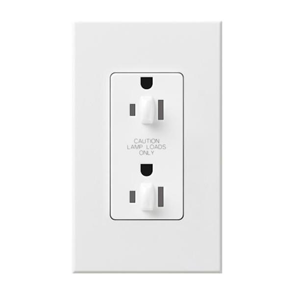 White 15 amp 120 volt Tamper Resistant Dual Dimming Receptacle Outlet