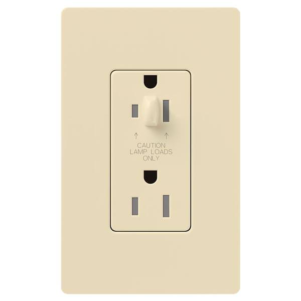 Beige 15 amp 120 volt Tamper Resistant Half-Dimming Receptacle Outlet