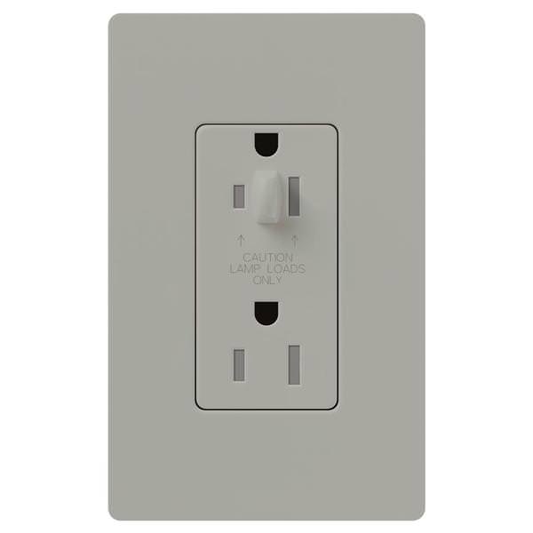 Gray 15 amp 120 volt Tamper Resistant Half-Dimming Receptacle Outlet