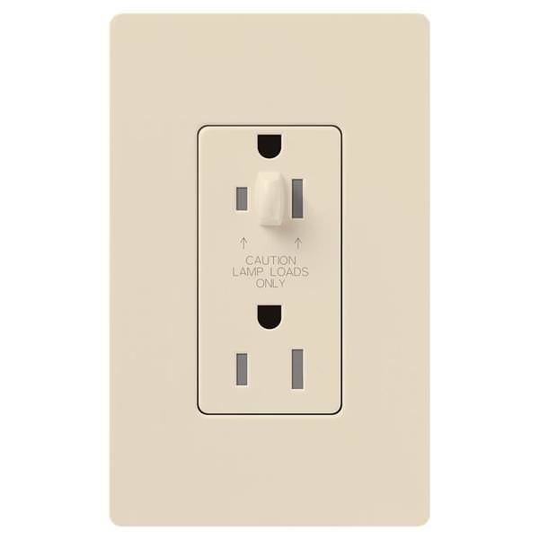 Light Almond 15 amp 120 volt Tamper Resistant Half-Dimming Receptacle Outlet