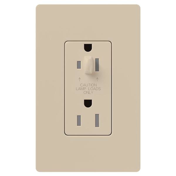 Taupe 15 amp 120 volt Tamper Resistant Half-Dimming Receptacle Outlet