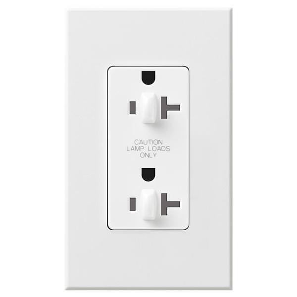 White 20 amp 120 volt Tamper Resistant Dual Dimming Receptacle Outlet