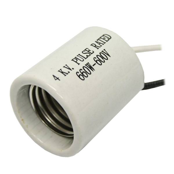 Pulse Rated Medium Screw Base Porcelain Socket with Leads