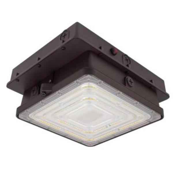 52 watt 120/277 volt CCT Selectable Bronze Battery Backup Dimmable LED Canopy