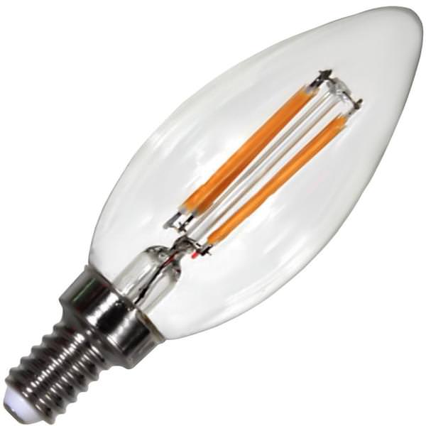 4 watt 120 volt B10 Candelabra Screw Base 2700K Warm White Dimmable Filament LED