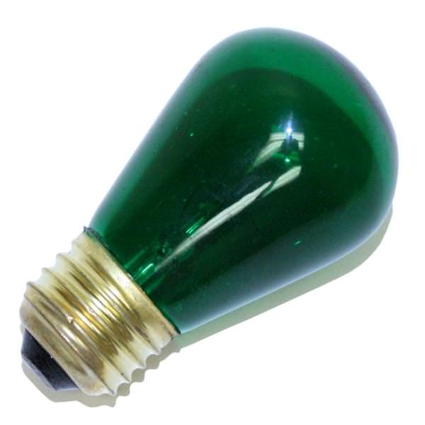 11 watt 130 volt S14 Medium Screw Base Transparent Green