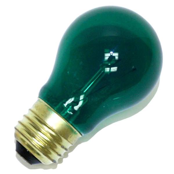 15 watt 130 volt A15 Medium Screw Base Green