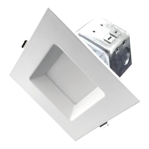 4" 10 Watt 120 volt 3000K Dimmable LED Square Recessed New Construction Kit
