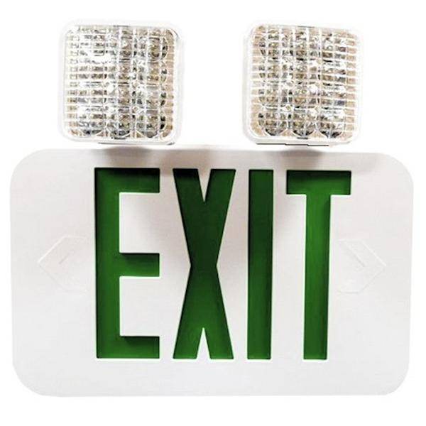 4 watt 120/277 volt White / Green Combination Exit Light LED