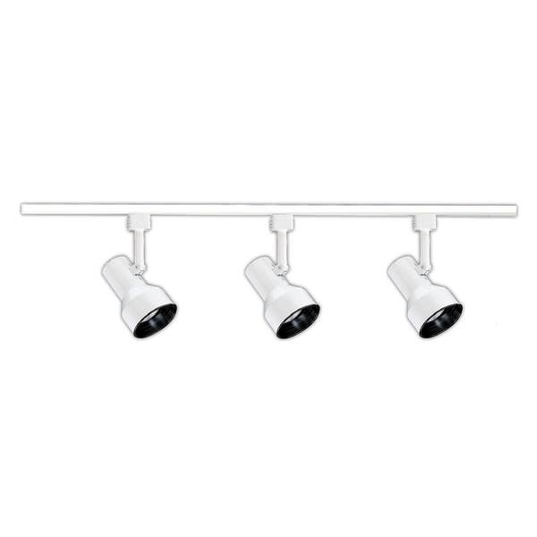 4' 120 volt White 3 Light Track Light Fixture