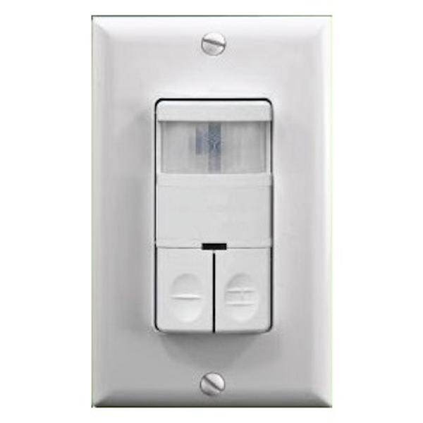 4.5" 120/277 volt White Dual Function Occupancy/Vacancy Sensor Wall Switch