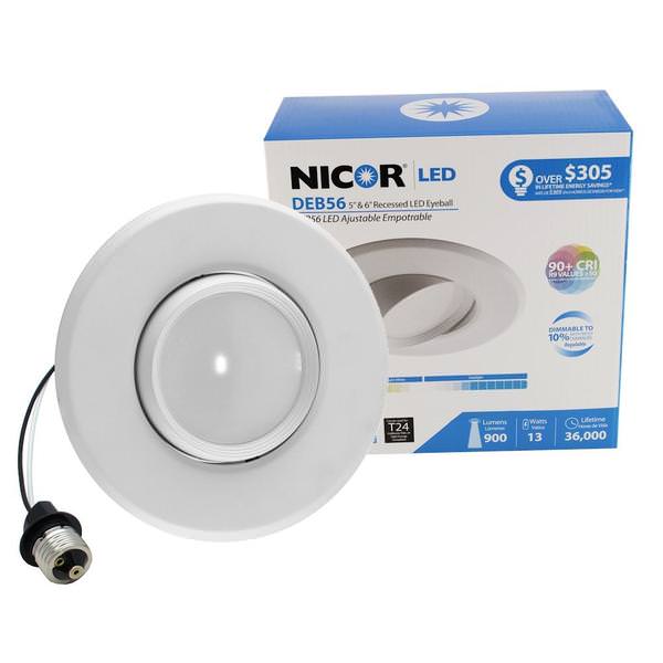 5"-6" 12.5 watt 120 volt 4000K Dimmable LED Recessed Eyeball Downlight