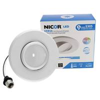 NICOR 5"-6" 12.4 watt 120 volt White 3000K Dimmable Flood LED Recessed Eyeball