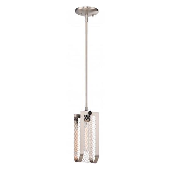 1 Light Brushed Nickel with Black Accents Mini Pendant Light Fixture