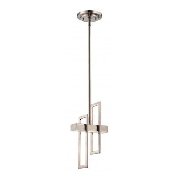 1 Light Brushed Nickel Frosted Glass Shade LED Mini Pendant Light Fixture