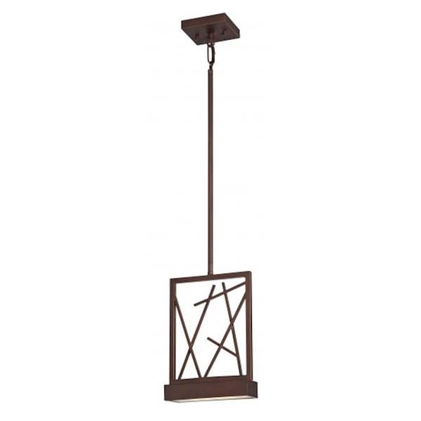 1 Light Patina Bronze Frosted Glass Shade LED Mini Pendant Light Fixture