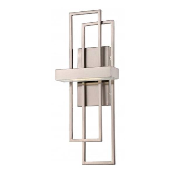 1 Light LED Brushed Nickel Frosted Glass Shade Wall Sconce Light Fixture