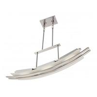 View 3 Light Brushed Nickel Frosted Glass Shade LED Island Pendant Light Fixture