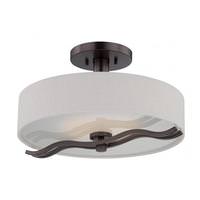 Nuvo Lighting 20 watt 16" Warm White Hazel Bronze White Linen Fabric Shade LED Ceiling Light Fixture